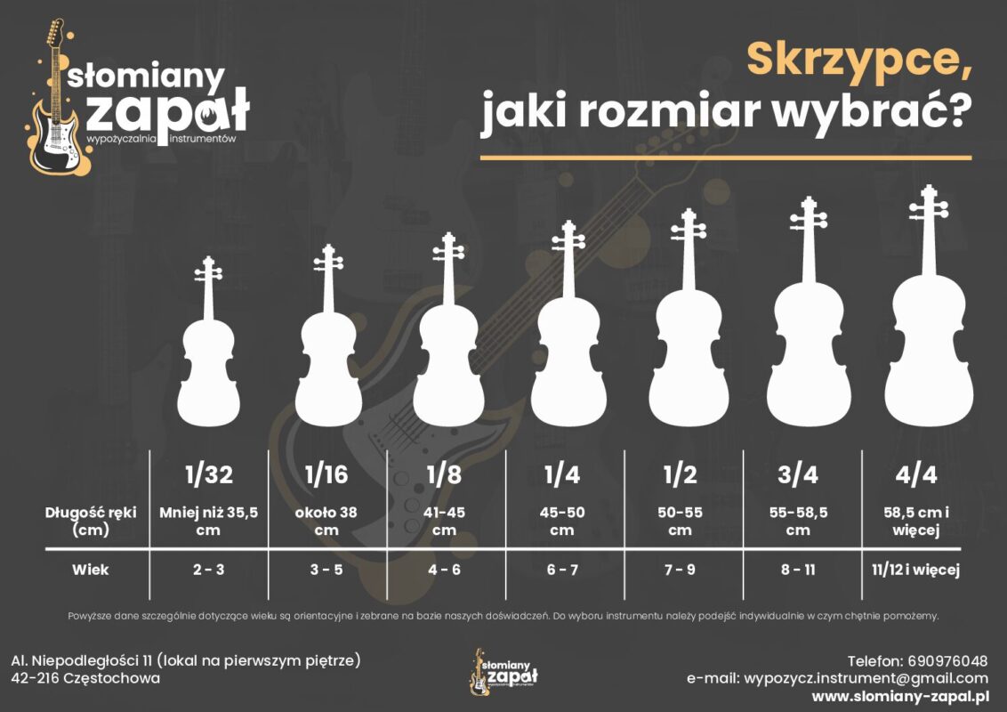 Tabela rozmiarów skrzypiec